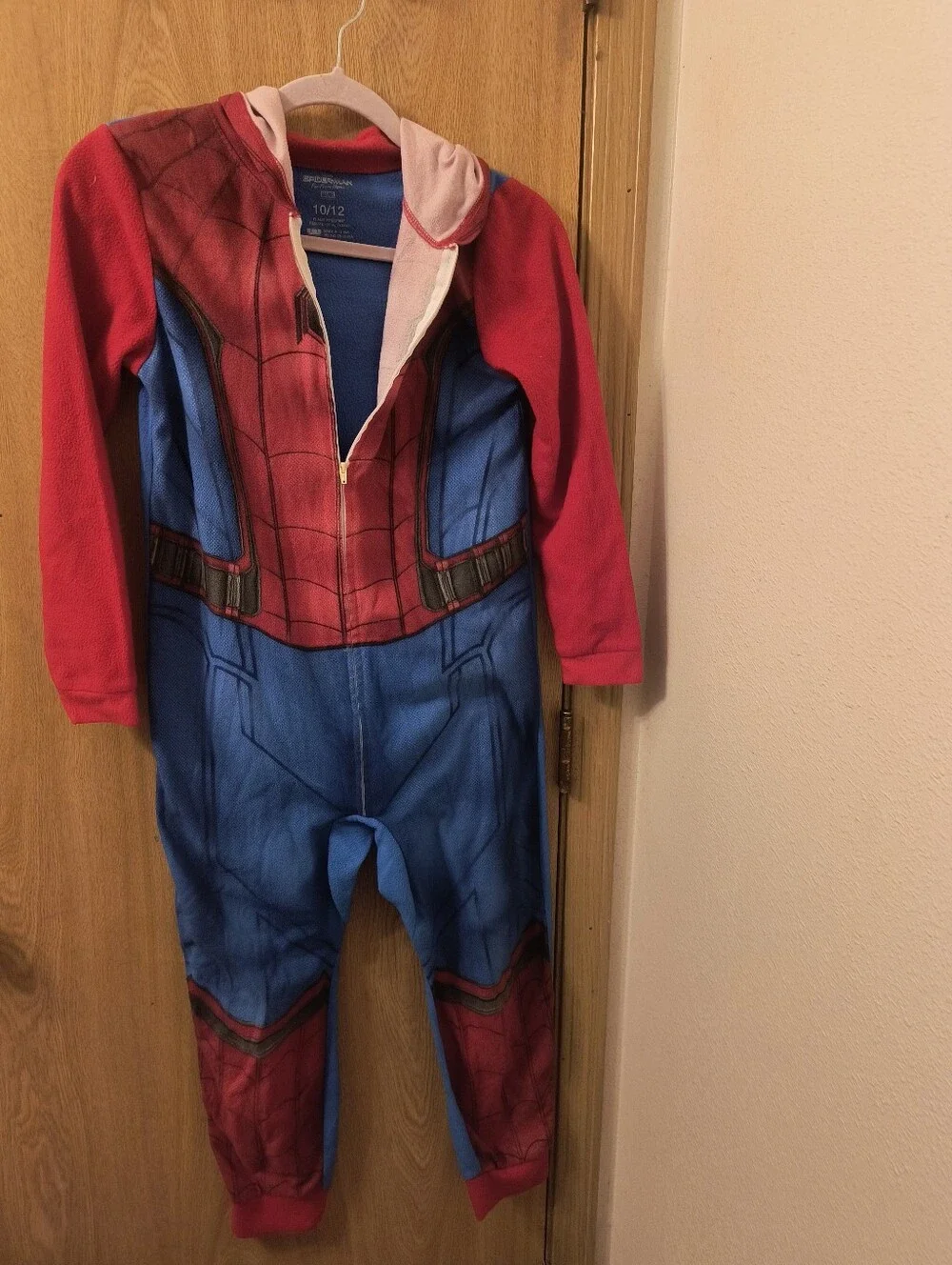 Boys Marvel Spider-Man Far From Home Hooded Fleece Sleeper Suit Size 10/12